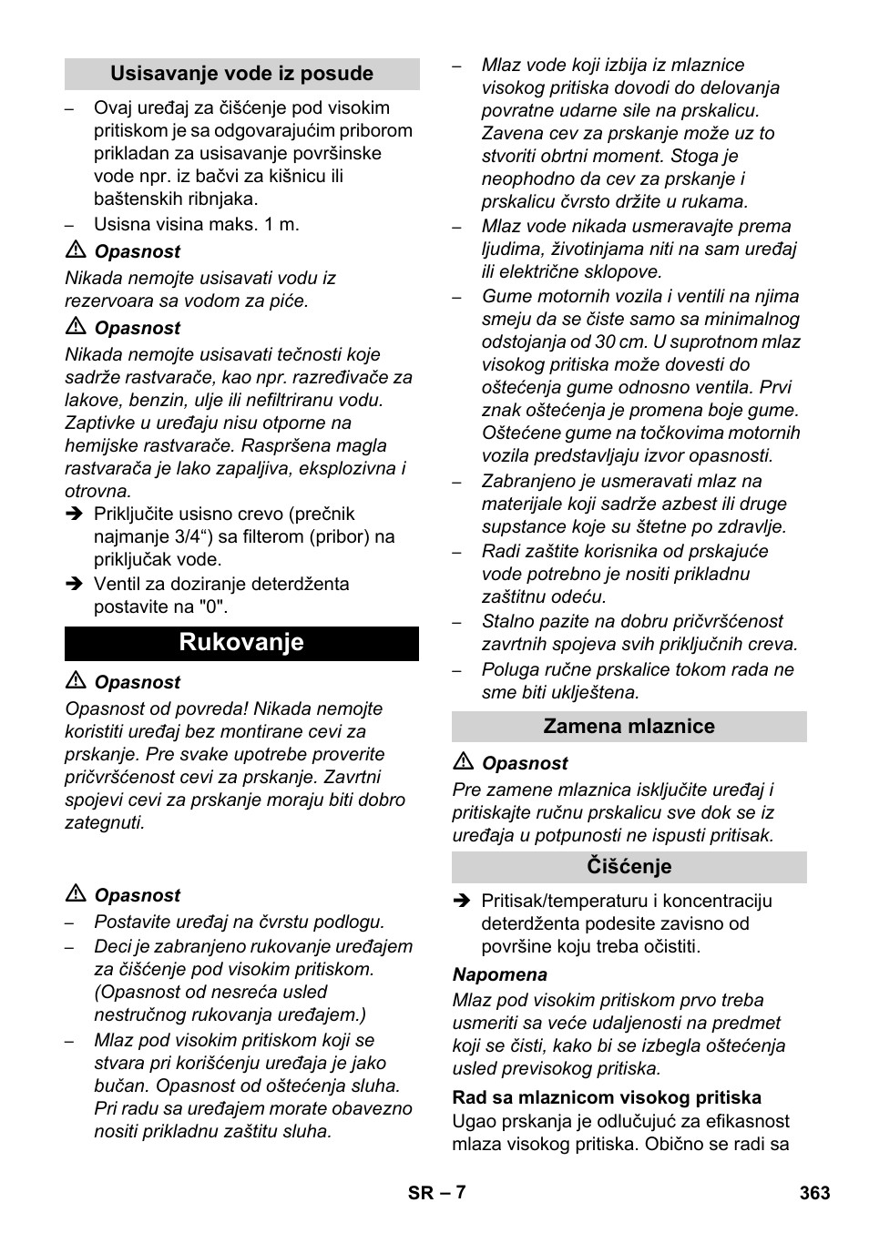 Rukovanje | Karcher HDS 1000 De User Manual | Page 363 / 474