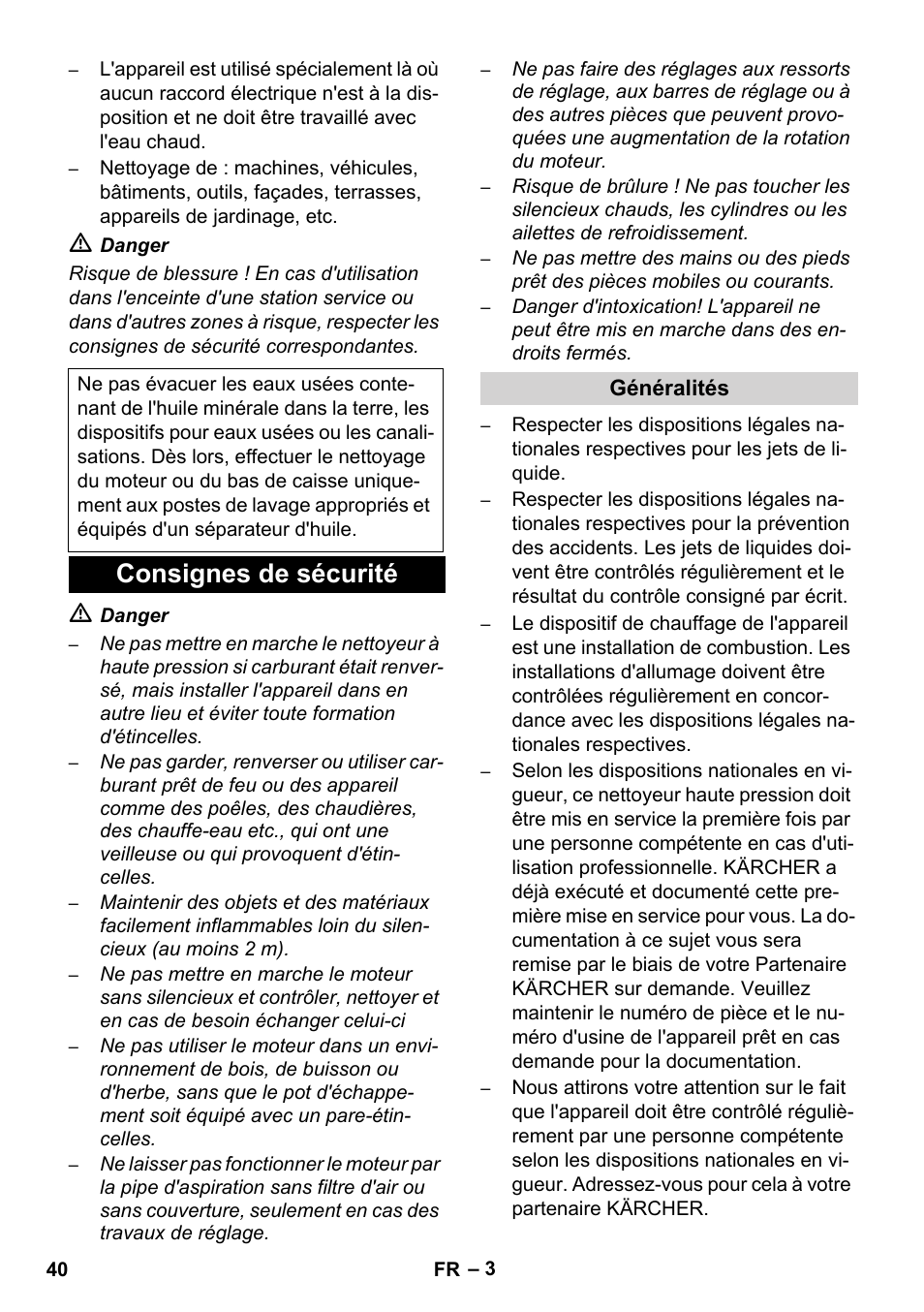 Consignes de sécurité | Karcher HDS 1000 De User Manual | Page 40 / 474