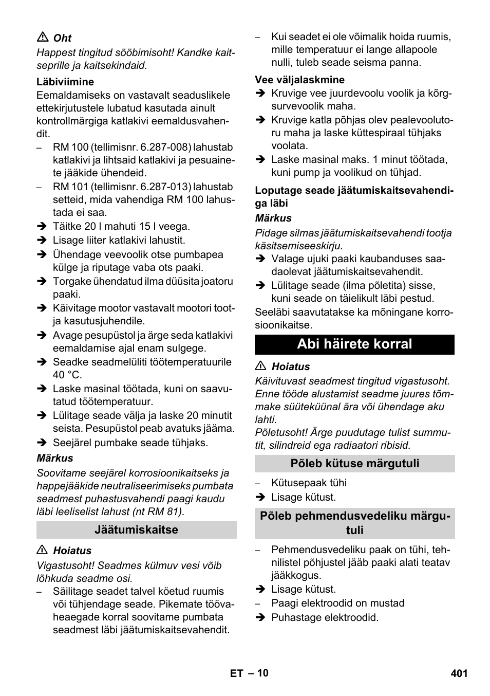 Abi häirete korral | Karcher HDS 1000 De User Manual | Page 401 / 474