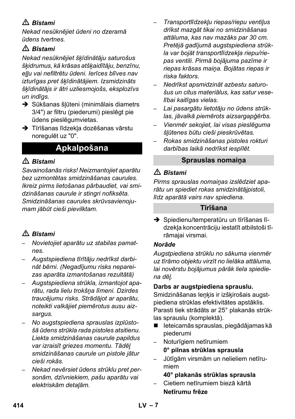 Apkalpošana | Karcher HDS 1000 De User Manual | Page 414 / 474