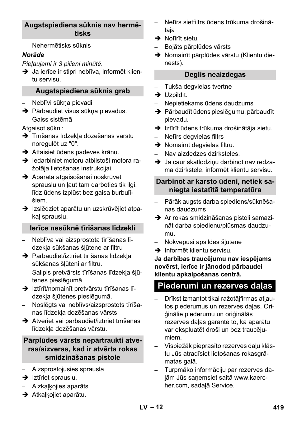 Piederumi un rezerves daļas | Karcher HDS 1000 De User Manual | Page 419 / 474