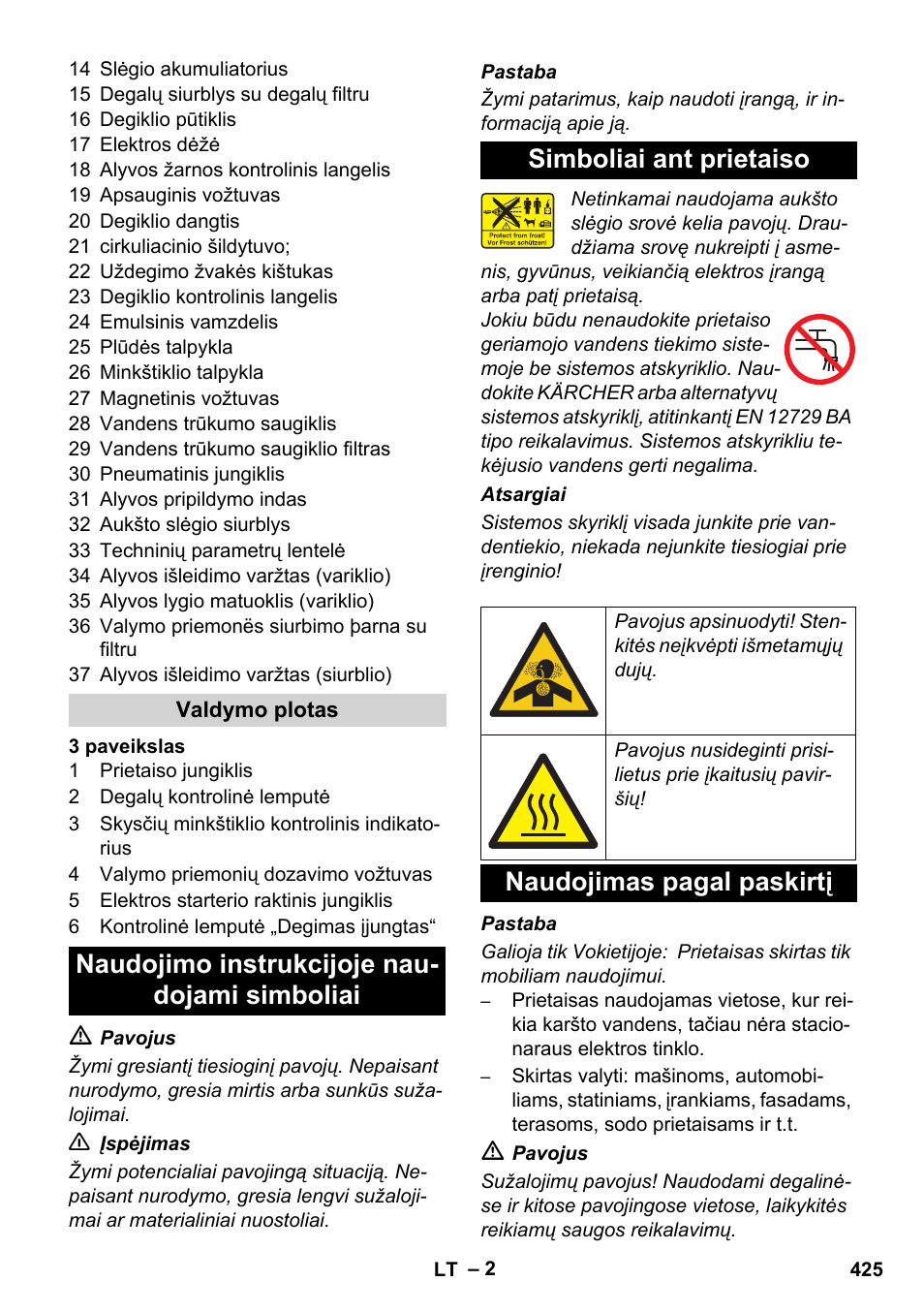 Naudojimas pagal paskirtį | Karcher HDS 1000 De User Manual | Page 425 / 474