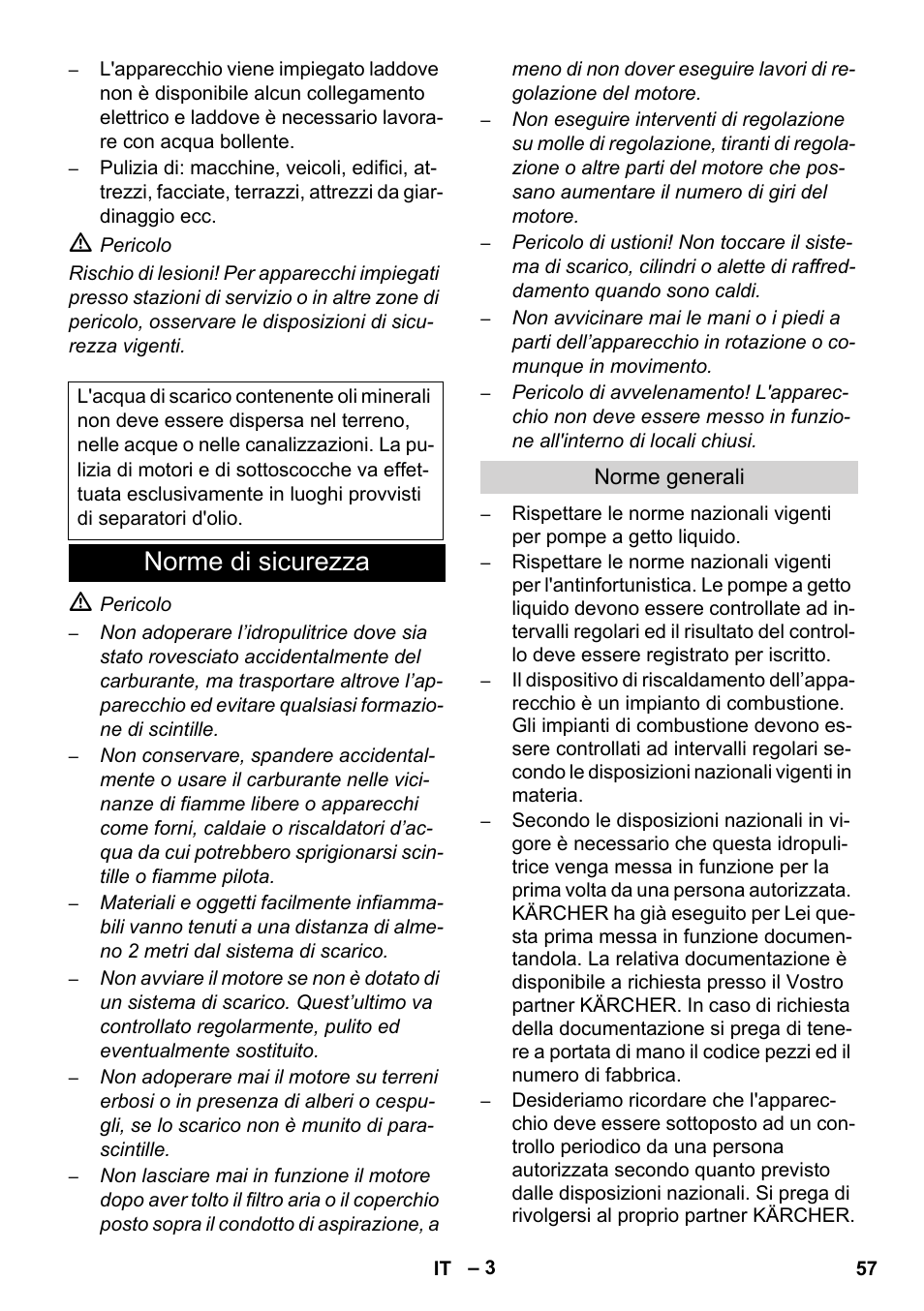 Norme di sicurezza | Karcher HDS 1000 De User Manual | Page 57 / 474