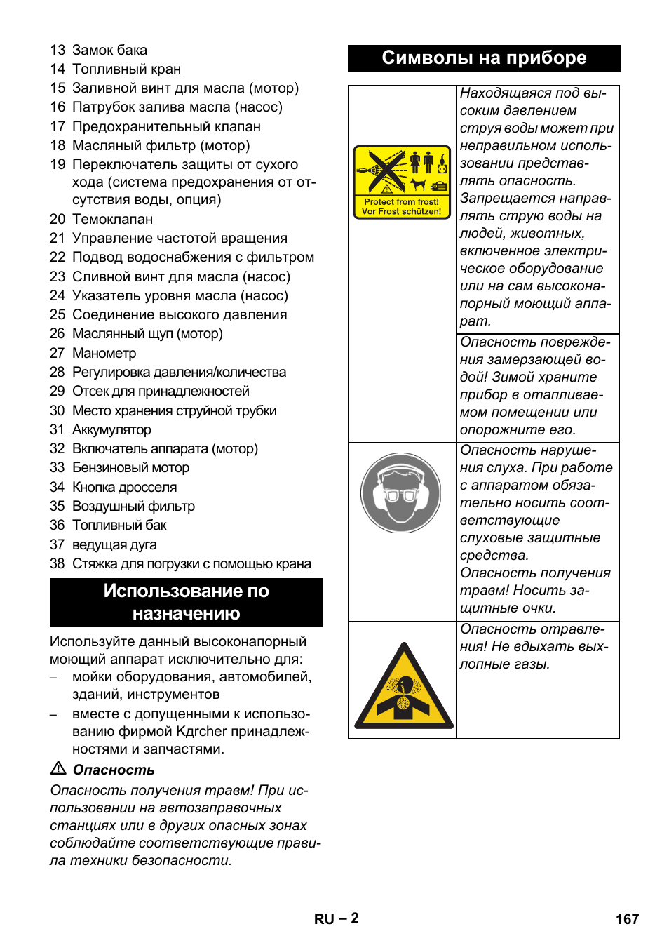 Использование по назначению символы на приборе | Karcher HD 9-50 Pe User Manual | Page 167 / 352