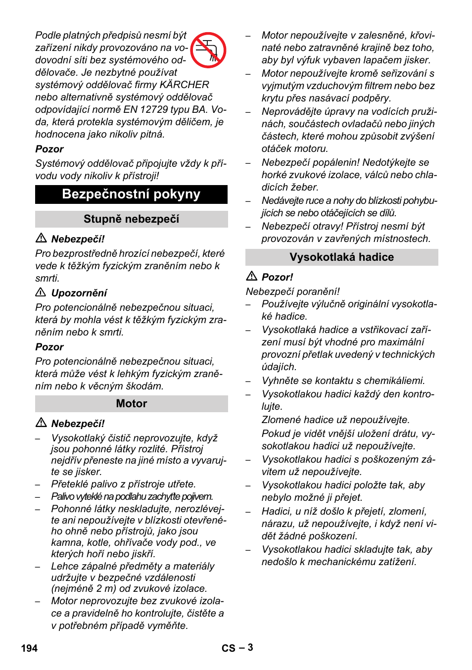 Bezpečnostní pokyny | Karcher HD 9-50 Pe User Manual | Page 194 / 352