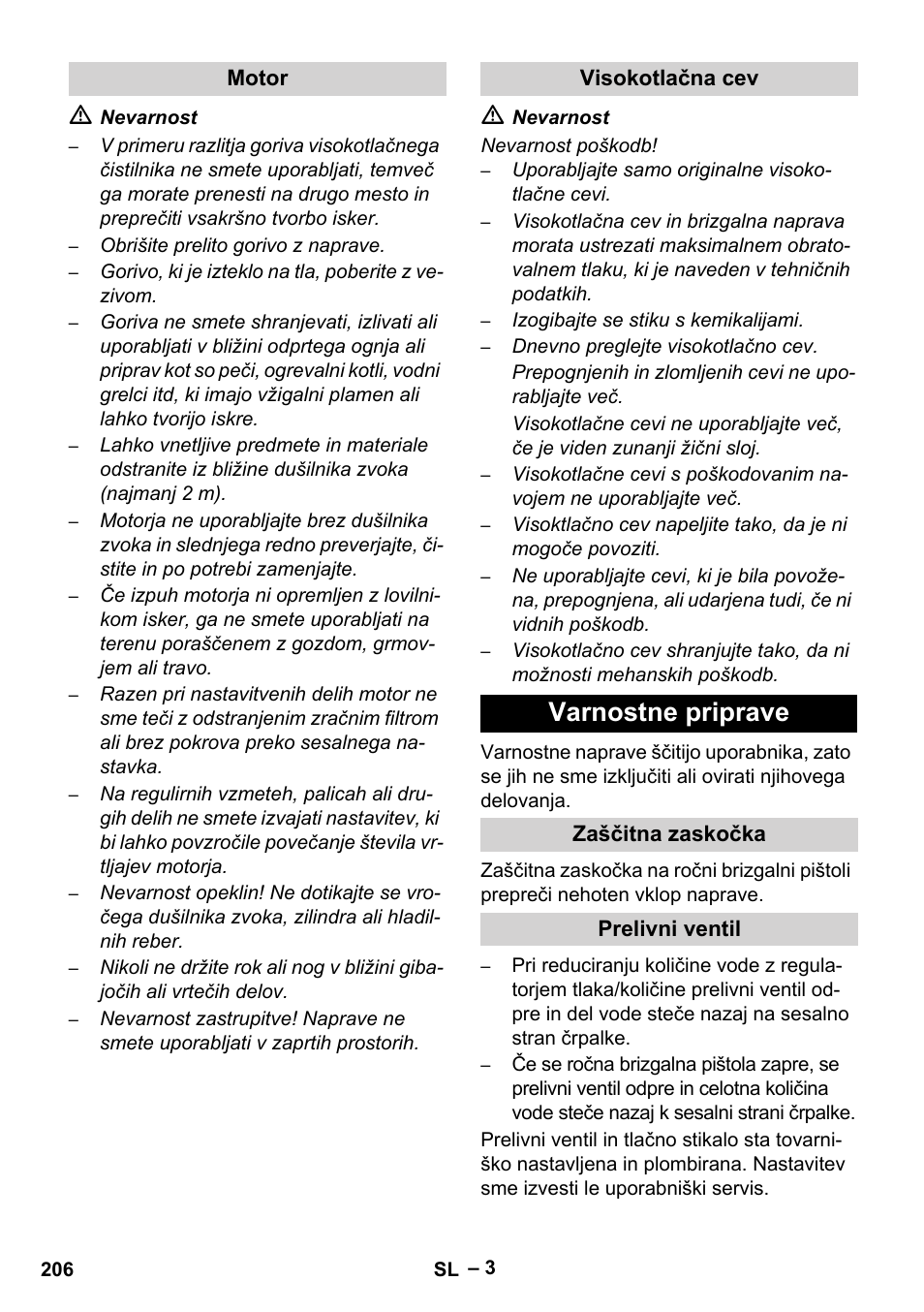 Varnostne priprave | Karcher HD 9-50 Pe User Manual | Page 206 / 352