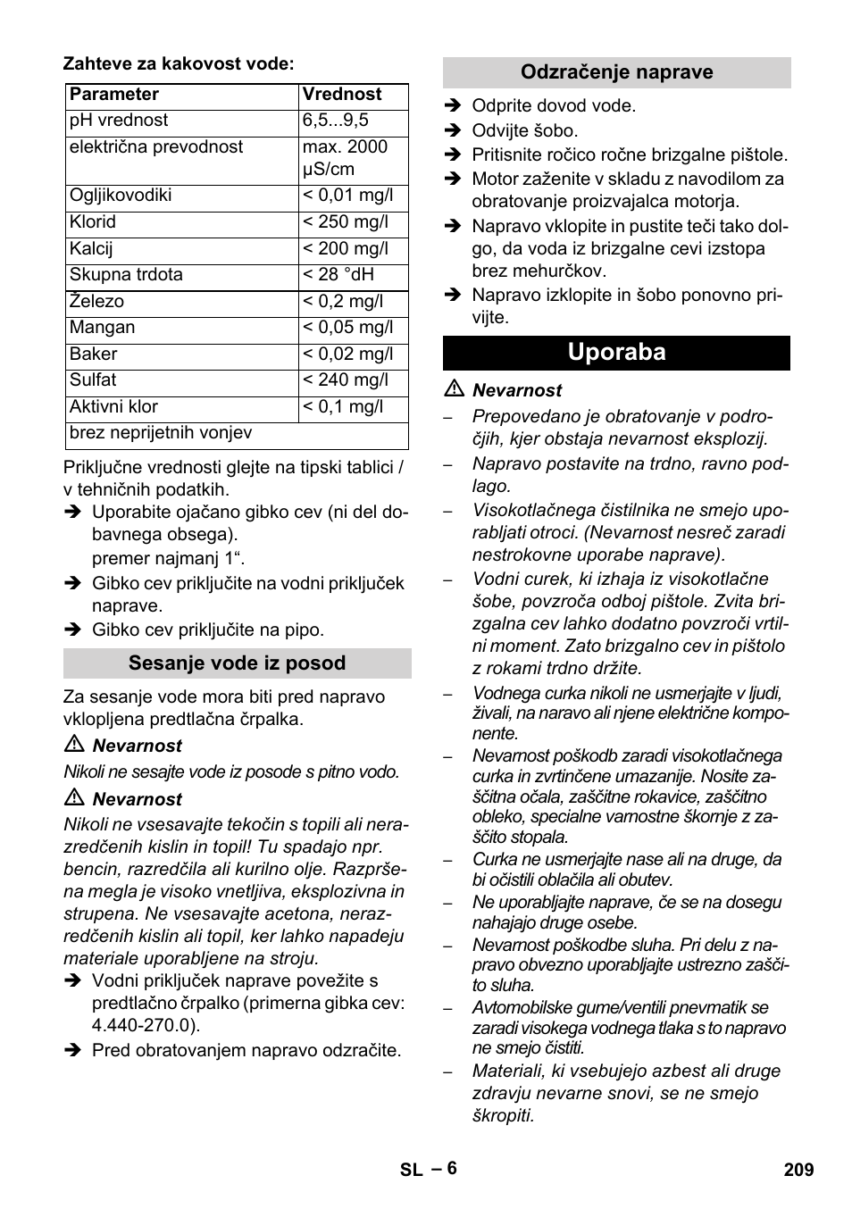 Uporaba | Karcher HD 9-50 Pe User Manual | Page 209 / 352