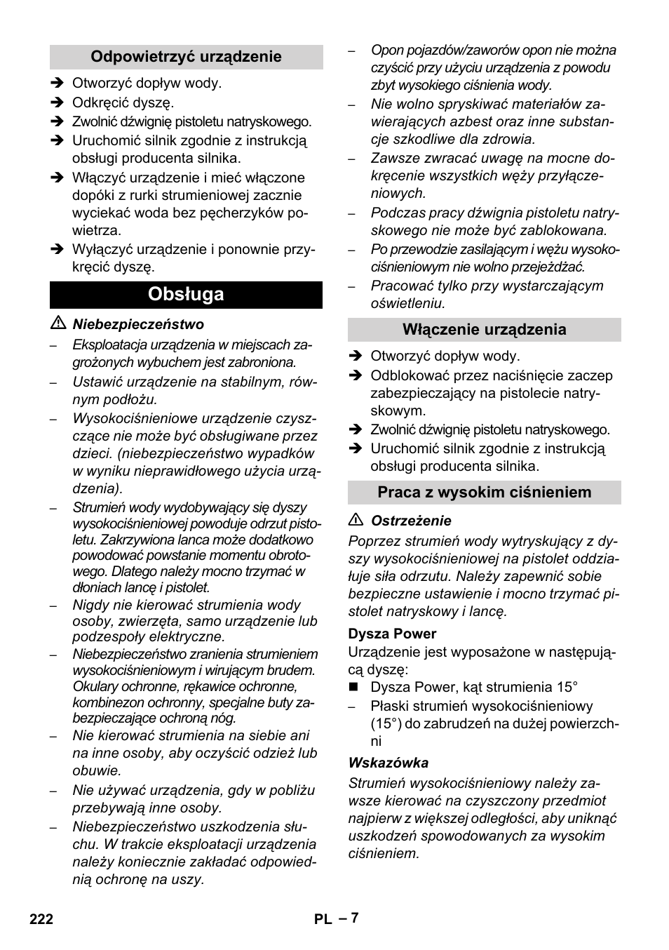 Obsługa | Karcher HD 9-50 Pe User Manual | Page 222 / 352