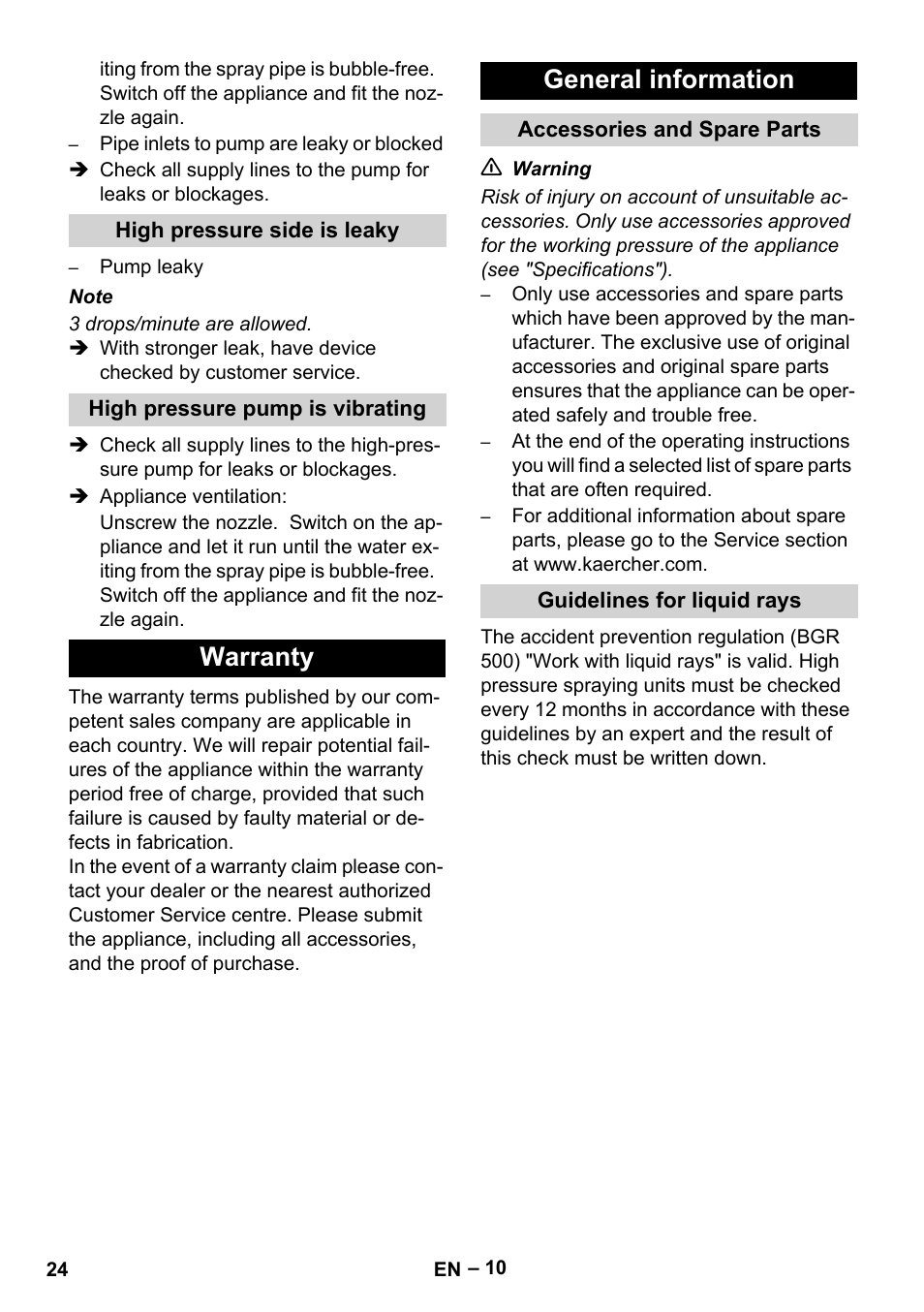 Warranty general information | Karcher HD 9-50 Pe User Manual | Page 24 / 352