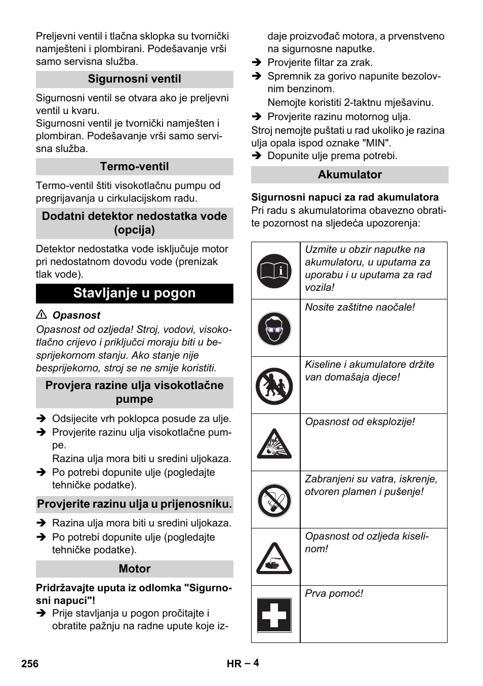 Stavljanje u pogon | Karcher HD 9-50 Pe User Manual | Page 256 / 352