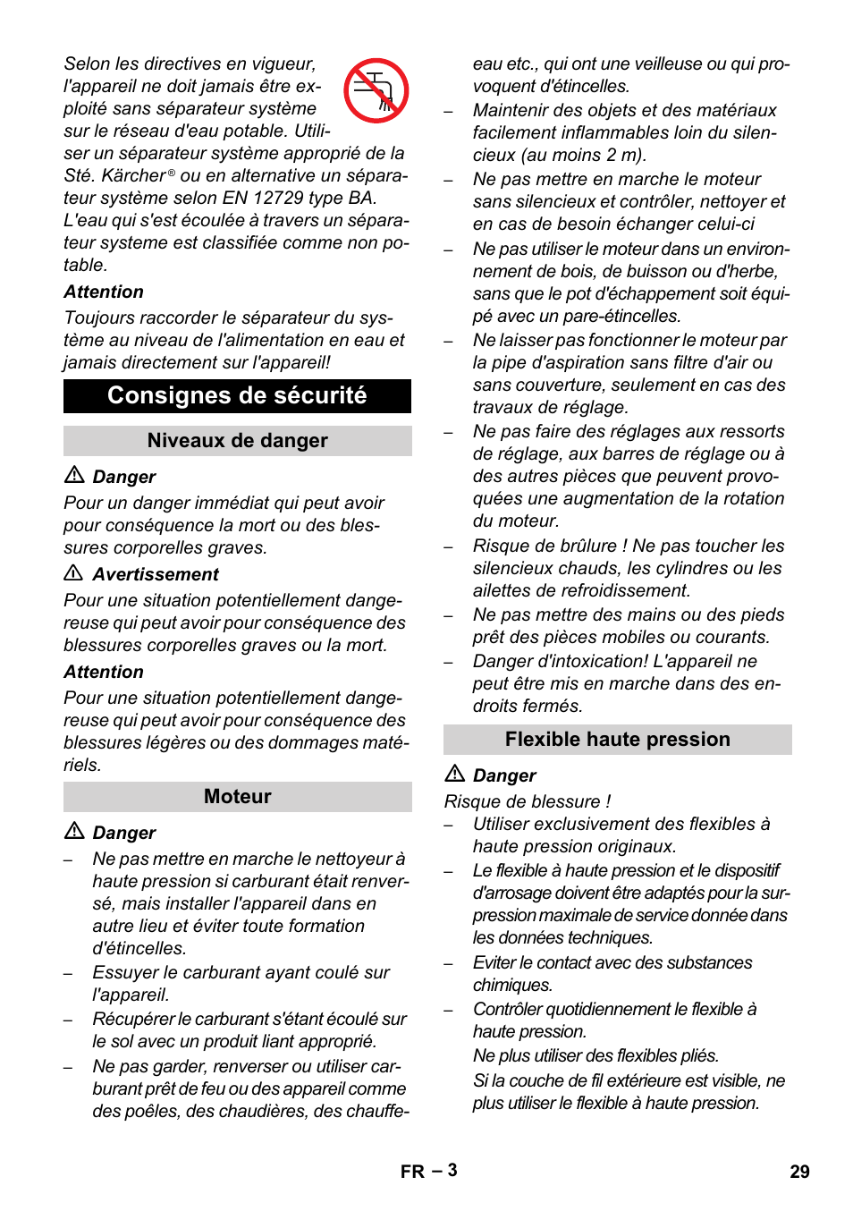 Consignes de sécurité | Karcher HD 9-50 Pe User Manual | Page 29 / 352