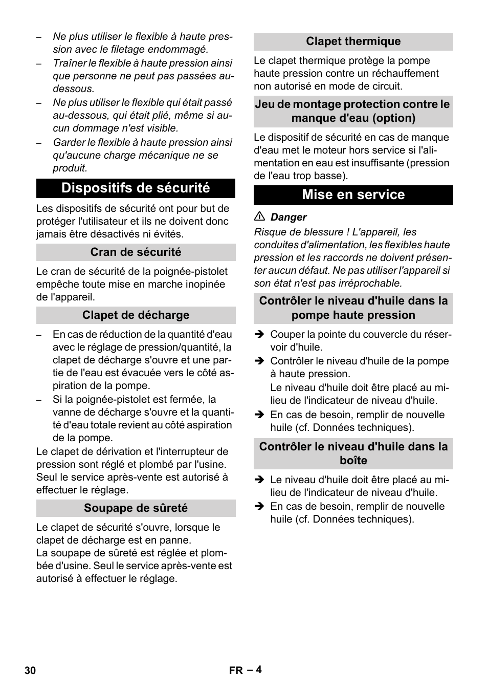 Dispositifs de sécurité, Mise en service | Karcher HD 9-50 Pe User Manual | Page 30 / 352