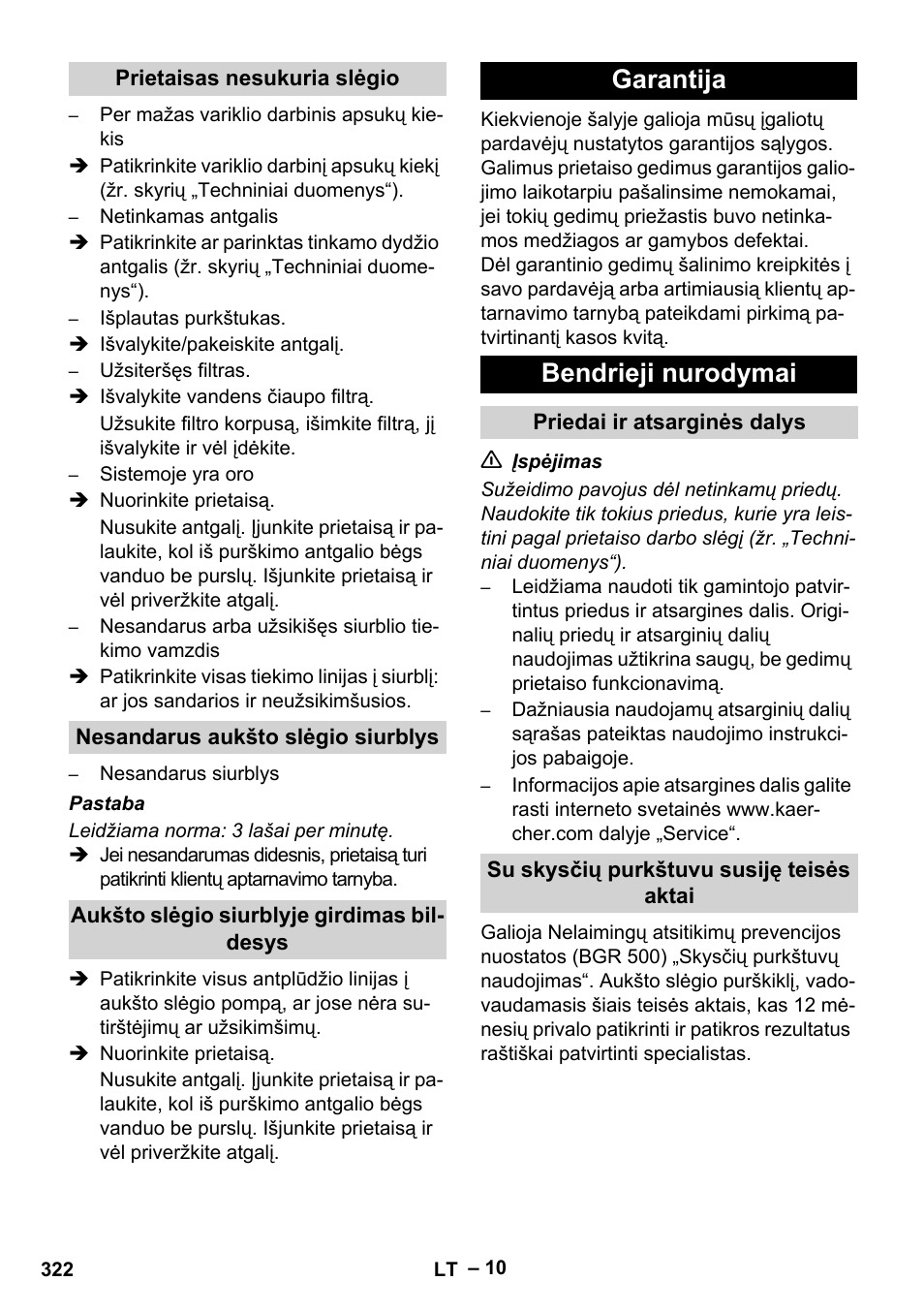 Garantija bendrieji nurodymai | Karcher HD 9-50 Pe User Manual | Page 322 / 352