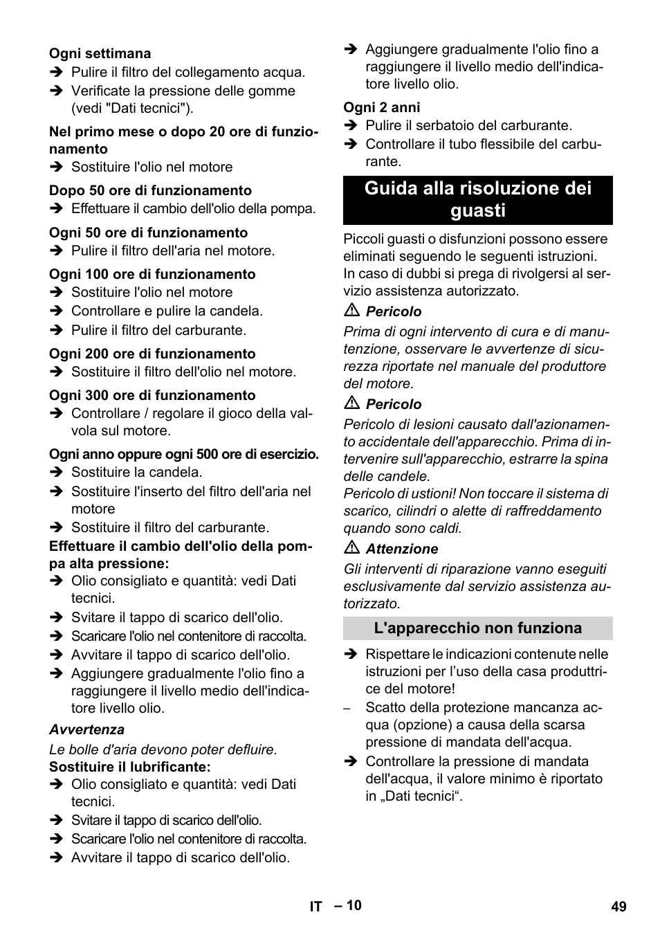 Guida alla risoluzione dei guasti | Karcher HD 9-50 Pe User Manual | Page 49 / 352