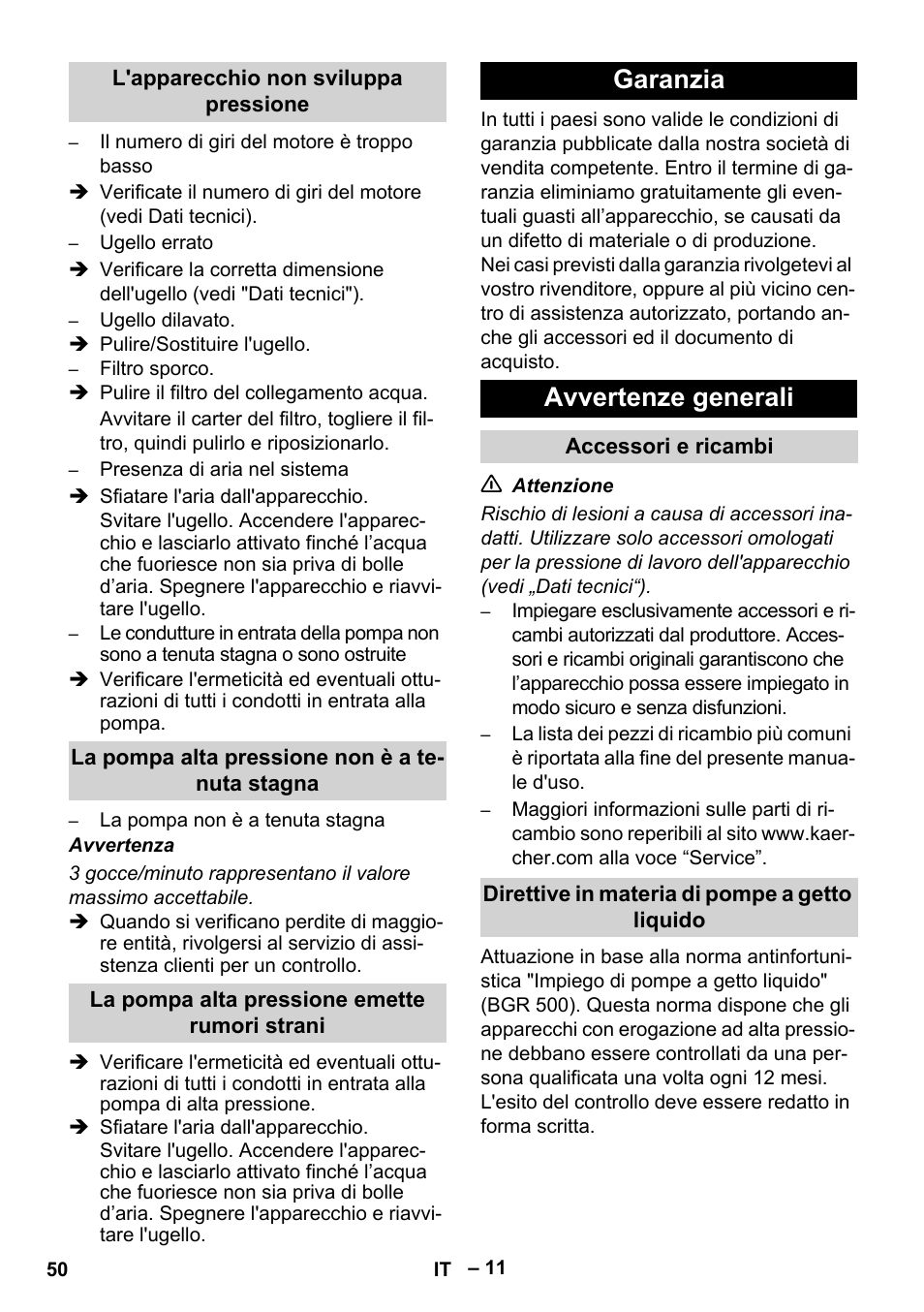 Garanzia avvertenze generali | Karcher HD 9-50 Pe User Manual | Page 50 / 352