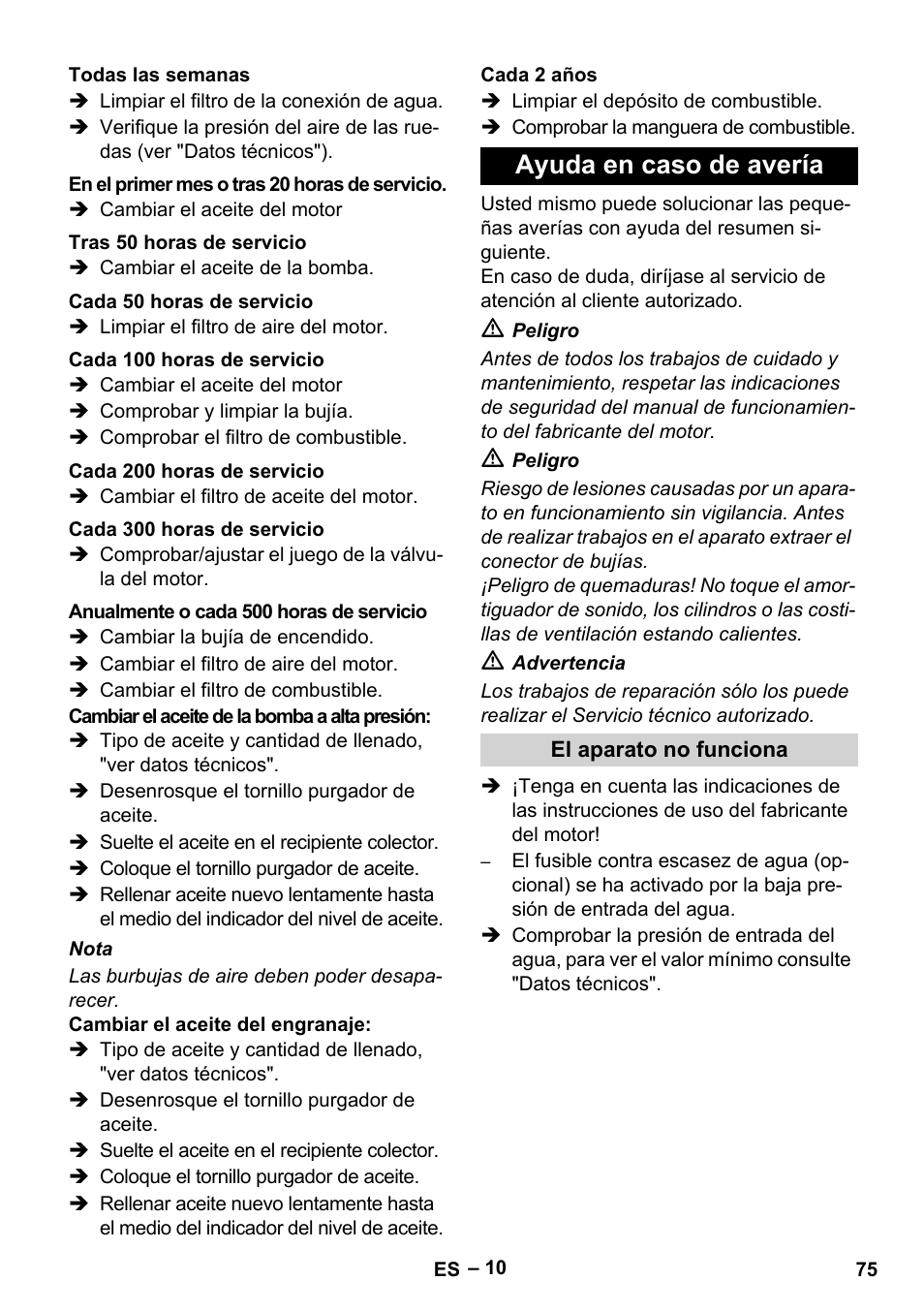 Ayuda en caso de avería | Karcher HD 9-50 Pe User Manual | Page 75 / 352