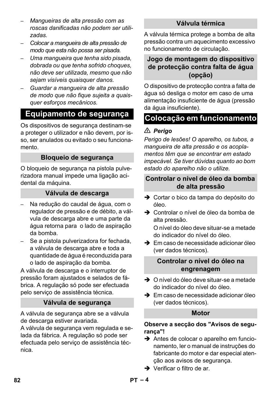 Equipamento de segurança, Colocação em funcionamento | Karcher HD 9-50 Pe User Manual | Page 82 / 352