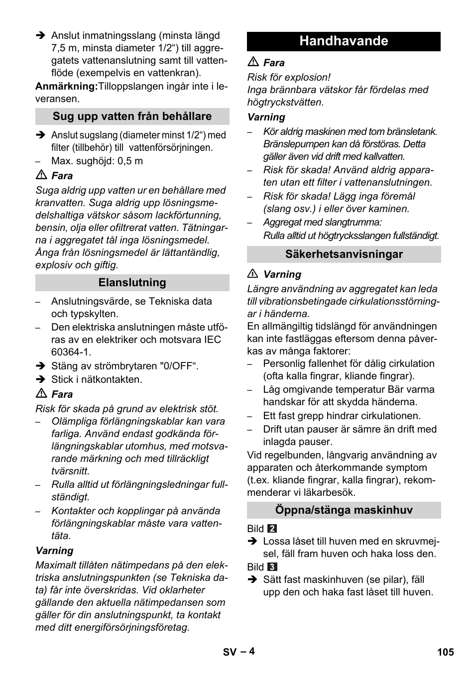 Handhavande | Karcher HDS 5-11 U User Manual | Page 105 / 296