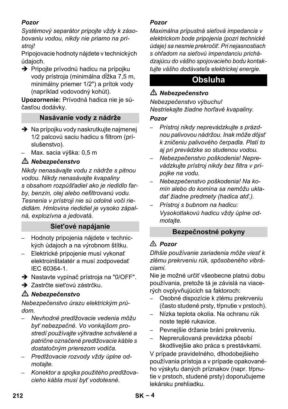 Obsluha | Karcher HDS 5-11 U User Manual | Page 212 / 296