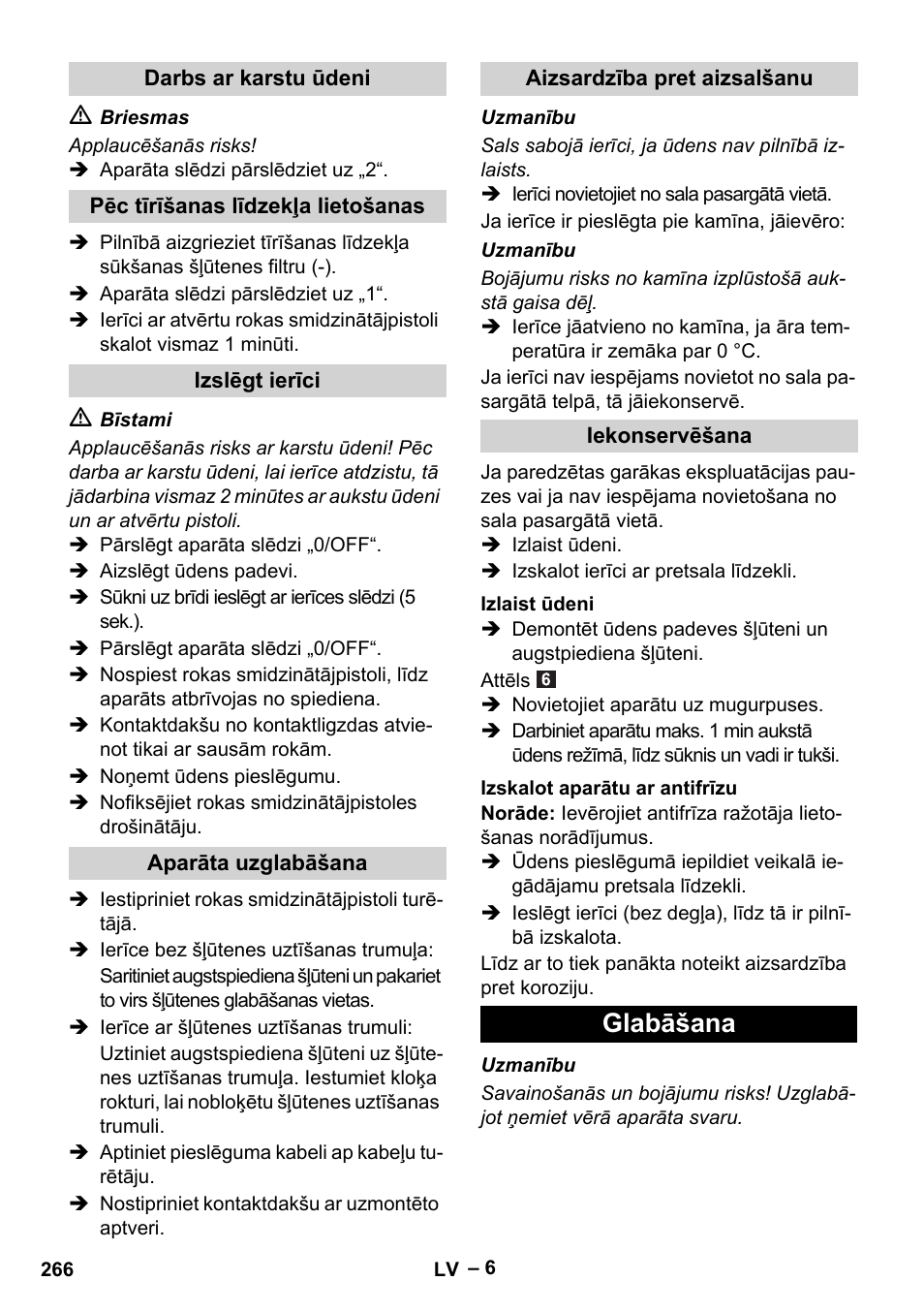 Glabāšana | Karcher HDS 5-11 U User Manual | Page 266 / 296