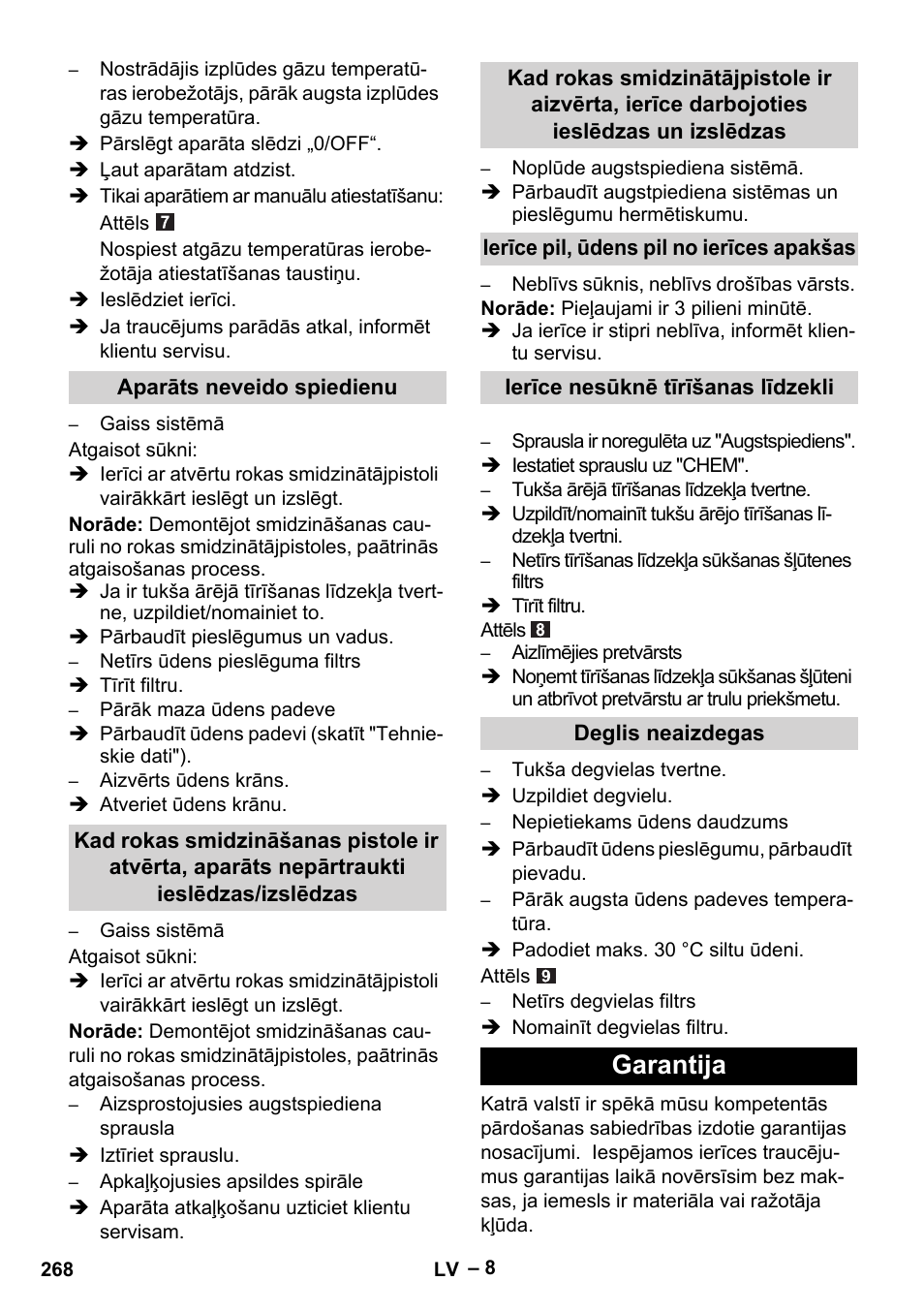 Garantija | Karcher HDS 5-11 U User Manual | Page 268 / 296