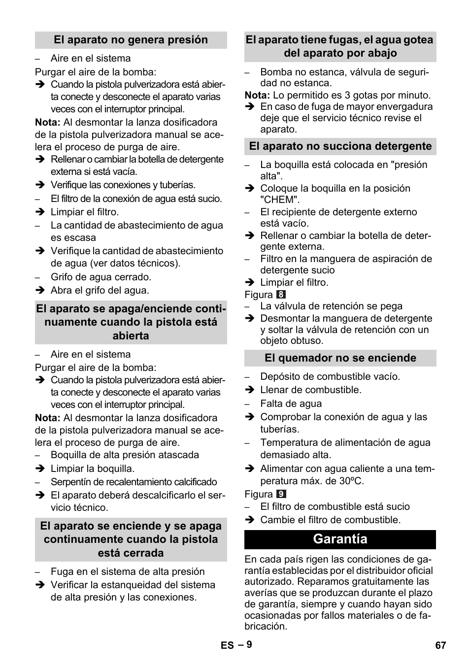 Garantía | Karcher HDS 5-11 U User Manual | Page 67 / 296