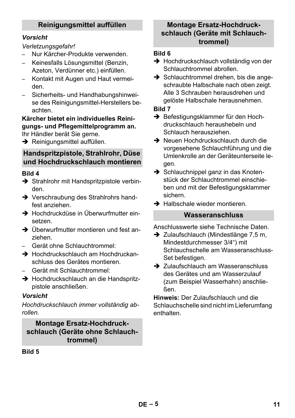 Reinigungsmittel auffüllen, Wasseranschluss | Karcher HDS 10-20 -4M CLASSIC EU-I User Manual | Page 11 / 480