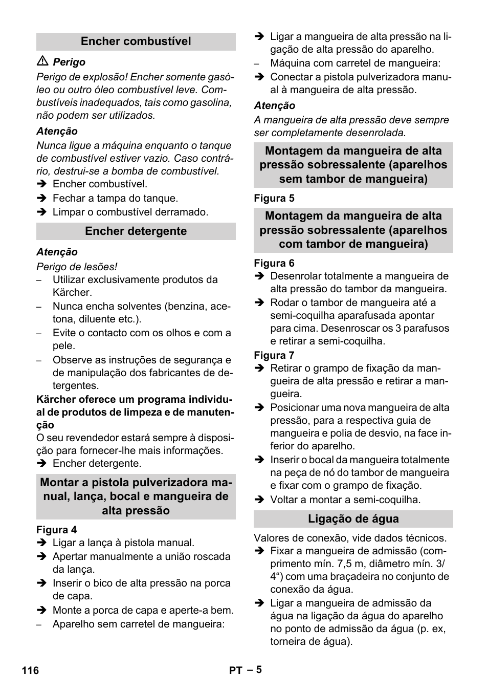 Encher combustível, Encher detergente, Ligação de água | Karcher HDS 10-20 -4M CLASSIC EU-I User Manual | Page 116 / 480