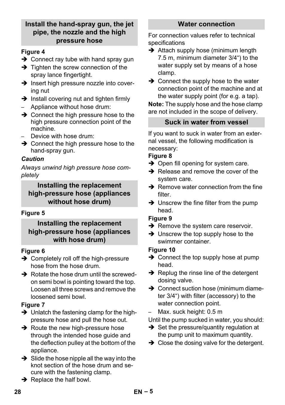 Water connection, Suck in water from vessel | Karcher HDS 10-20 -4M CLASSIC EU-I User Manual | Page 28 / 480