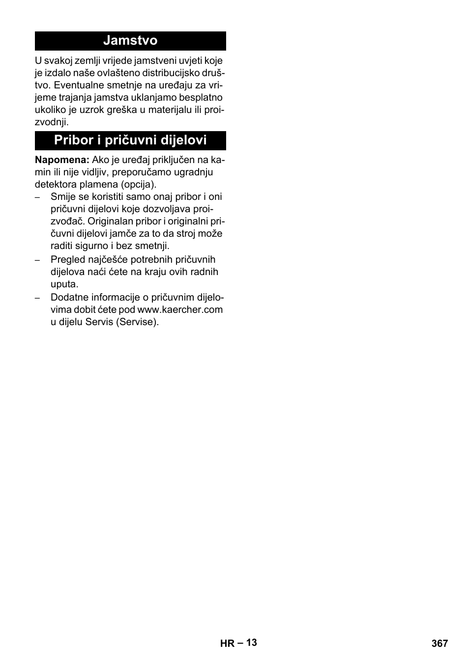 Jamstvo, Pribor i pričuvni dijelovi, Jamstvo pribor i pričuvni dijelovi | Karcher HDS 10-20 -4M CLASSIC EU-I User Manual | Page 367 / 480