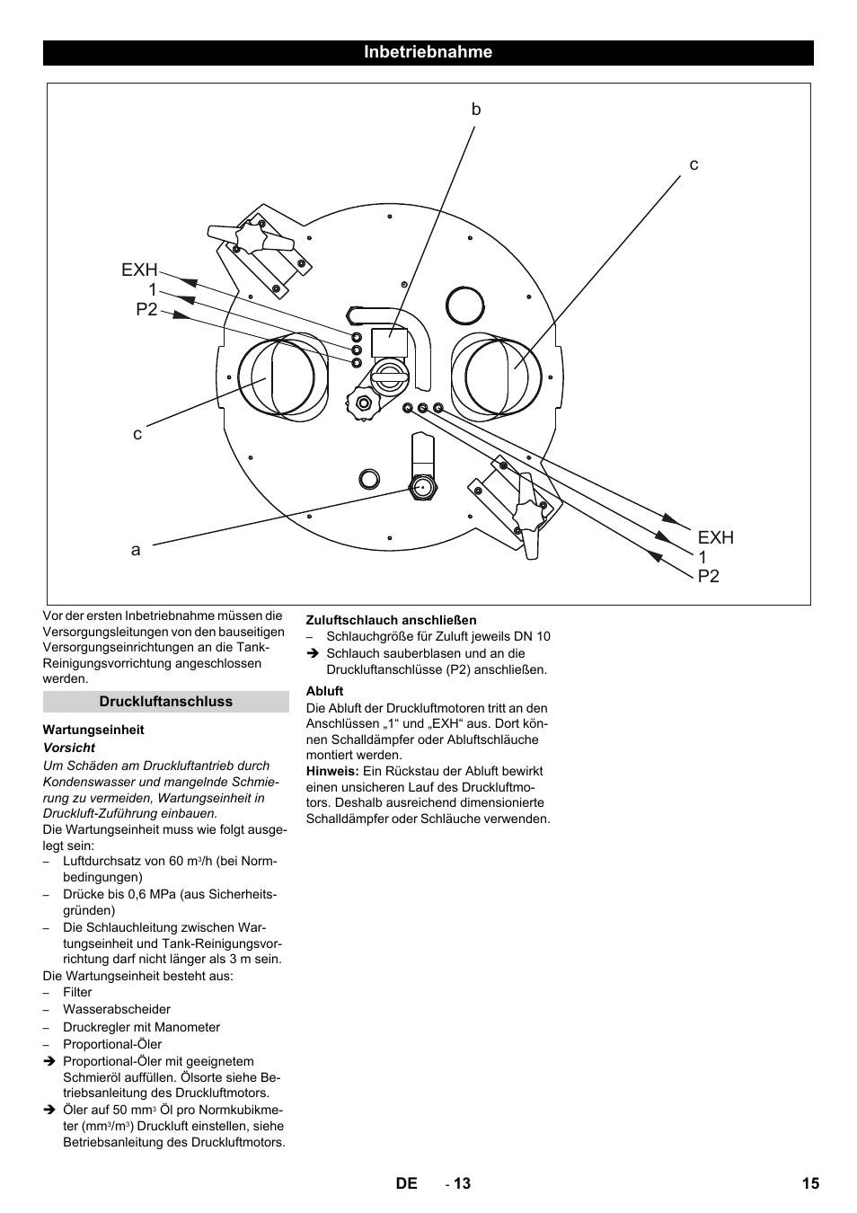 Inbetriebnahme exh 1 p2 exh 1 p2 a b c c | Karcher HKF 200 K2 User Manual | Page 15 / 60