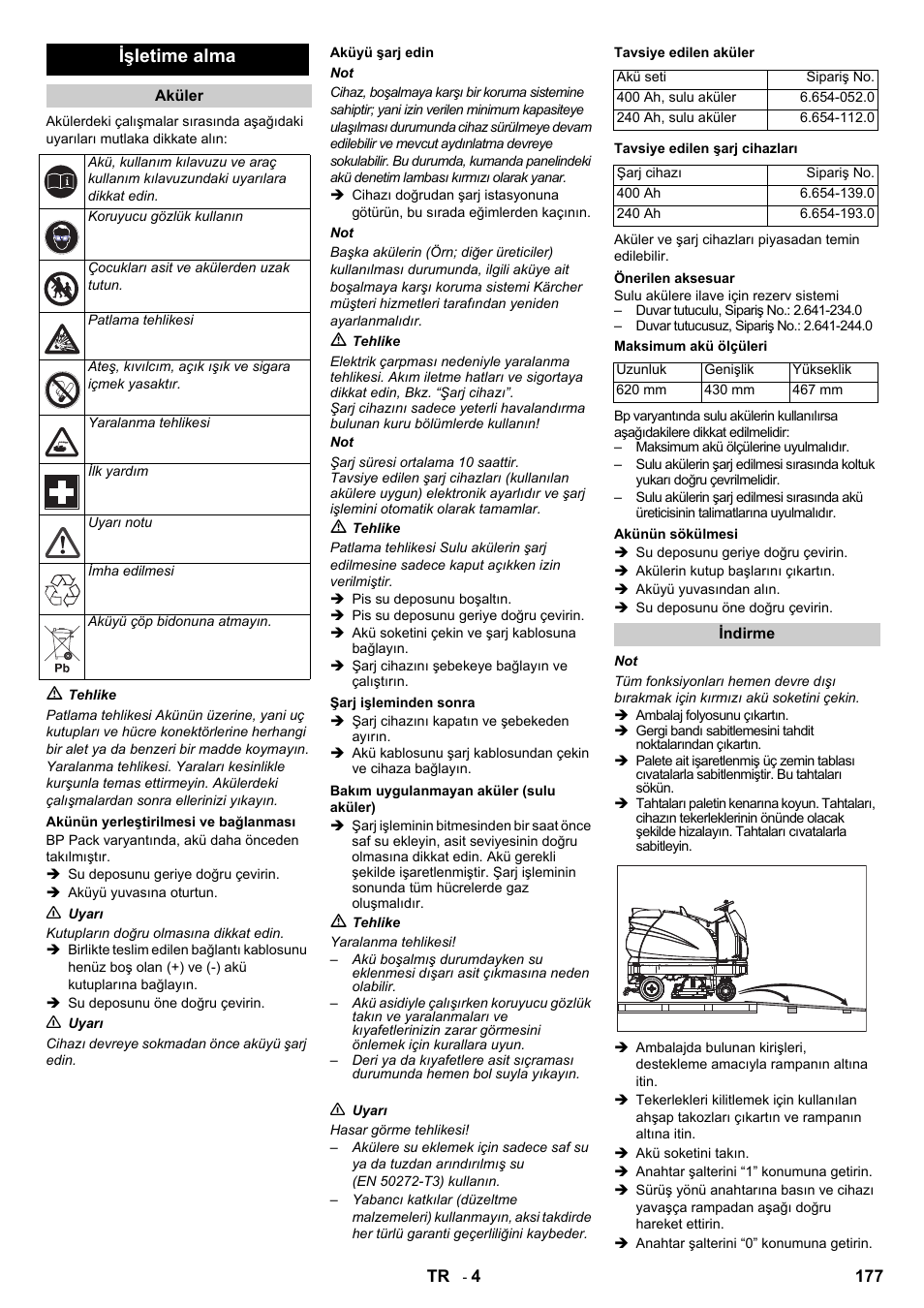 Işletime alma | Karcher B 140 R Bp Pack 400 Ah роликовая-дисковая User Manual | Page 177 / 406