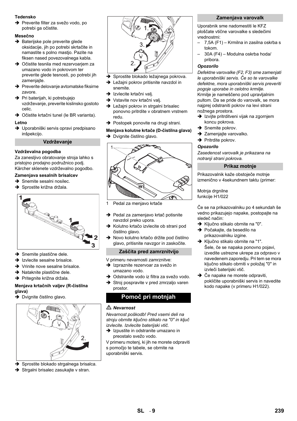 Pomoč pri motnjah | Karcher B 140 R Bp Pack 400 Ah роликовая-дисковая User Manual | Page 239 / 406