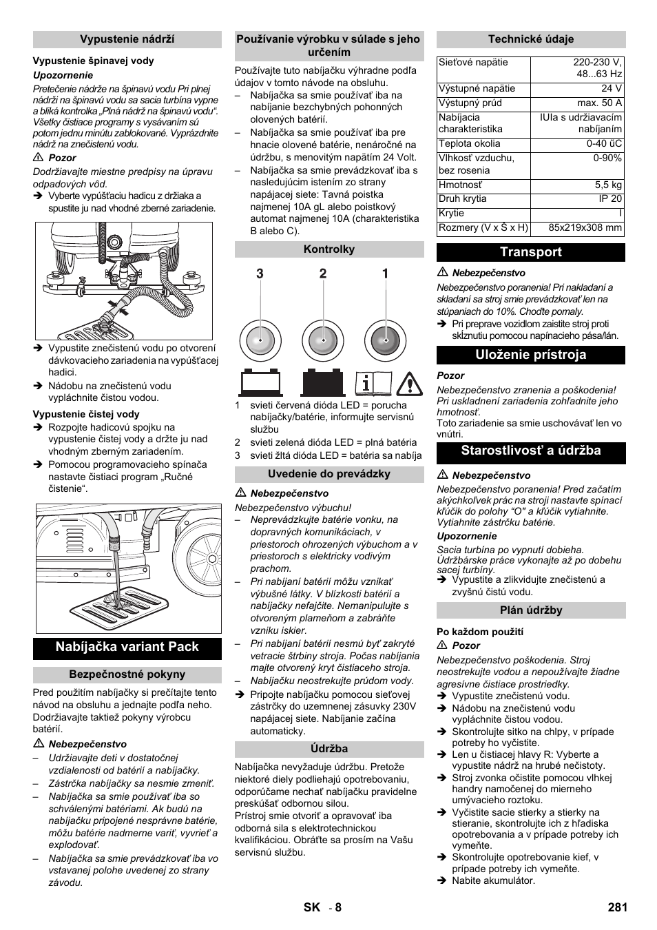 Nabíjačka variant pack | Karcher B 140 R Bp Pack 400 Ah роликовая-дисковая User Manual | Page 281 / 406