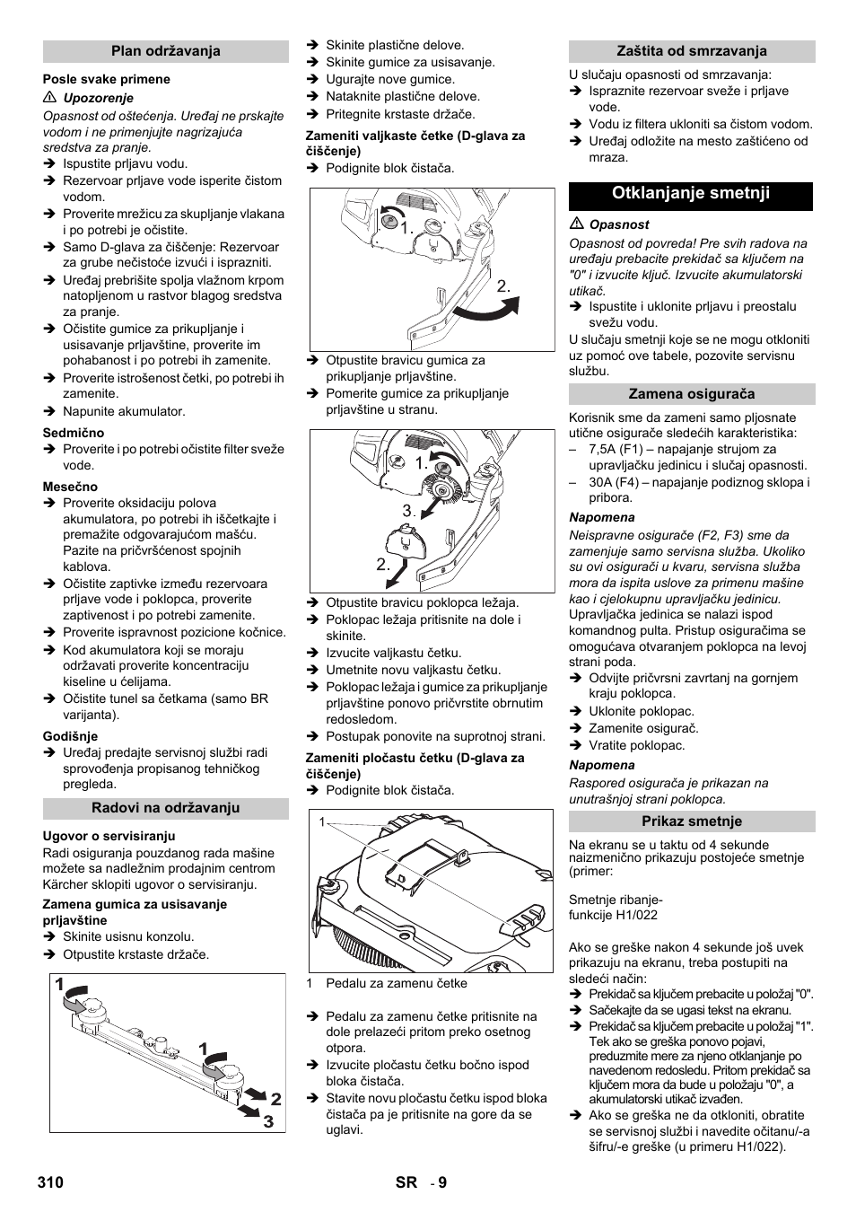 Otklanjanje smetnji | Karcher B 140 R Bp Pack 400 Ah роликовая-дисковая User Manual | Page 310 / 406