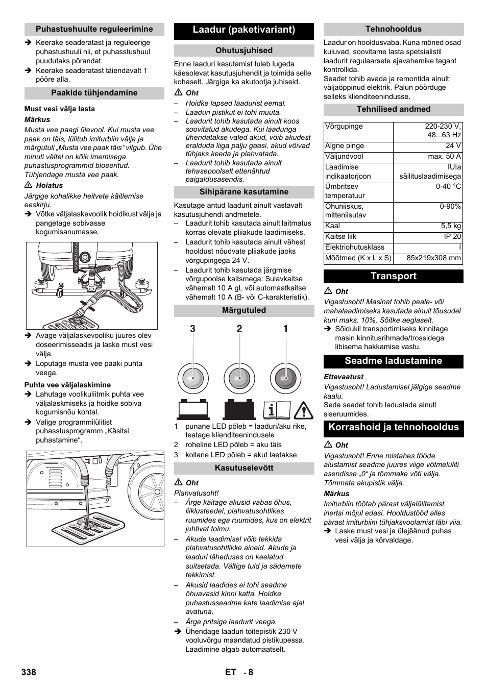 Laadur (paketivariant) | Karcher B 140 R Bp Pack 400 Ah роликовая-дисковая User Manual | Page 338 / 406