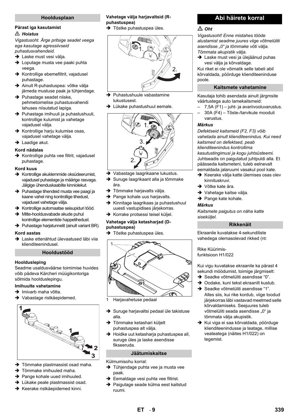 Abi häirete korral | Karcher B 140 R Bp Pack 400 Ah роликовая-дисковая User Manual | Page 339 / 406