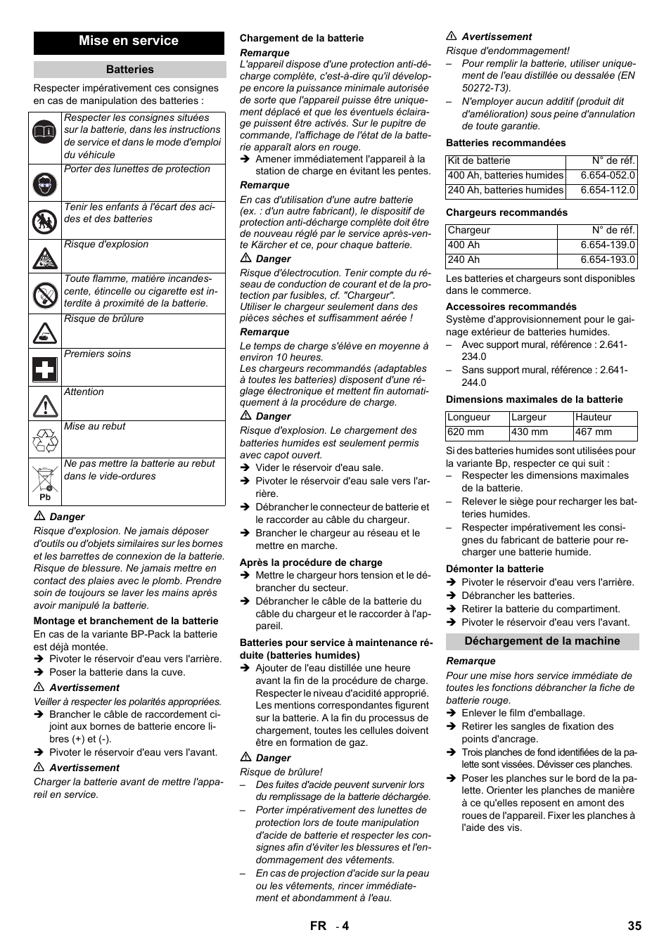 Mise en service | Karcher B 140 R Bp Pack 400 Ah роликовая-дисковая User Manual | Page 35 / 406