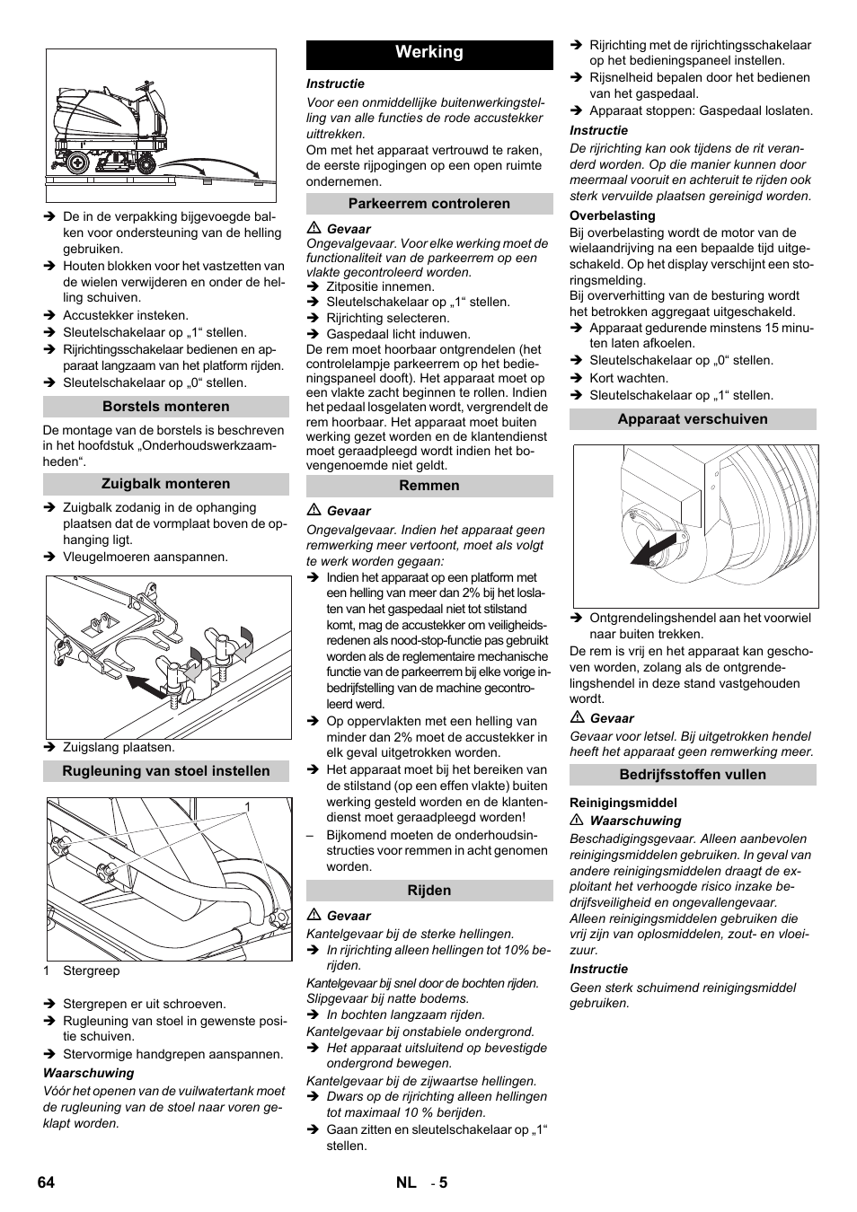 Werking | Karcher B 140 R Bp Pack 400 Ah роликовая-дисковая User Manual | Page 64 / 406