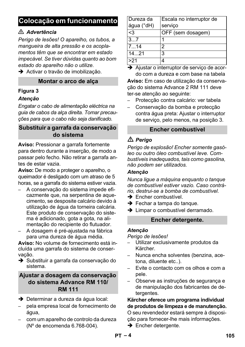 Colocação em funcionamento | Karcher HDS 13-20-4 S EU User Manual | Page 105 / 436