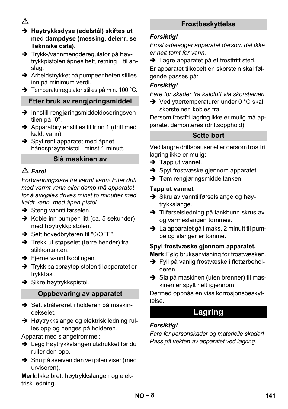 Lagring | Karcher HDS 13-20-4 S EU User Manual | Page 141 / 436