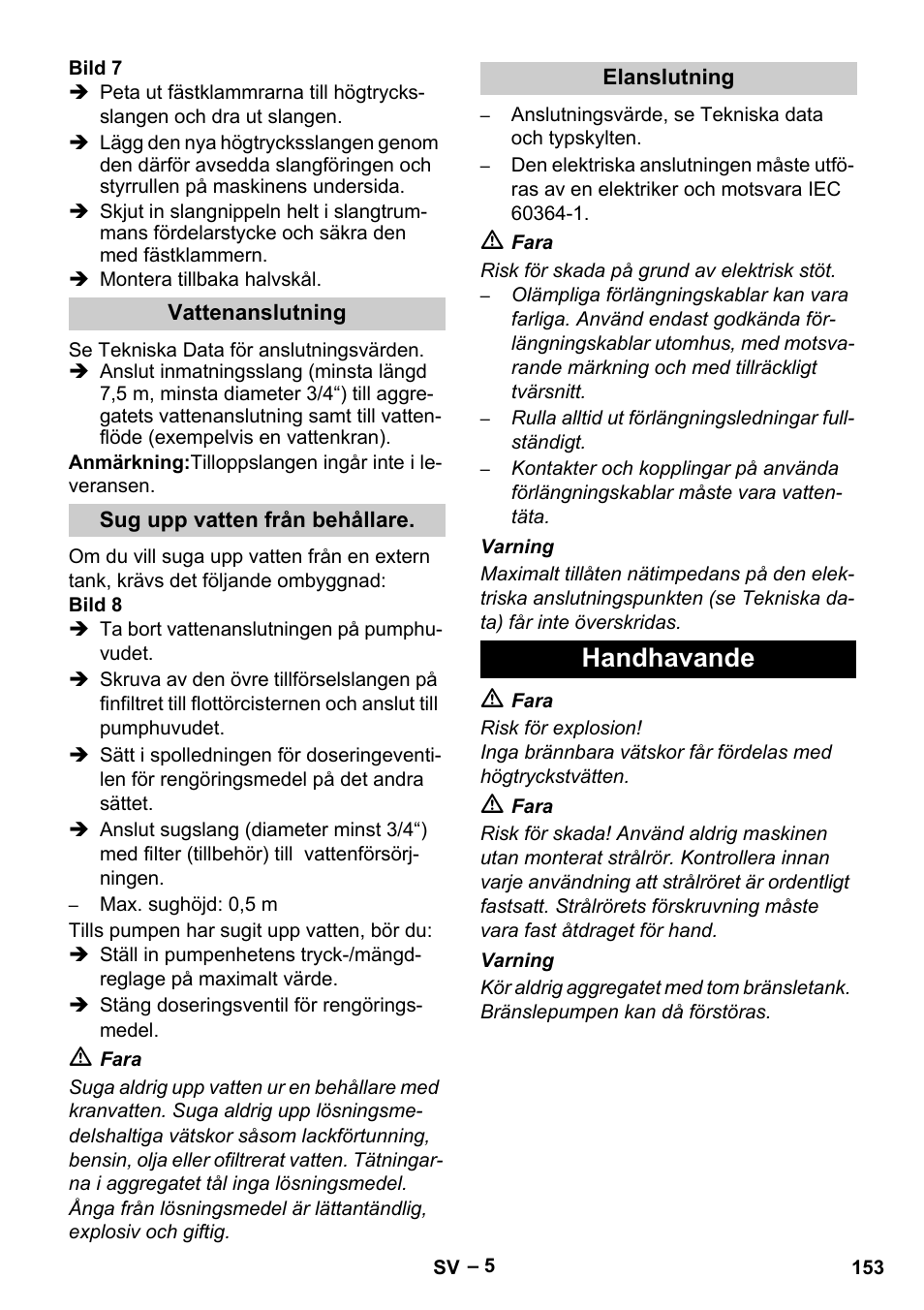 Handhavande | Karcher HDS 13-20-4 S EU User Manual | Page 153 / 436