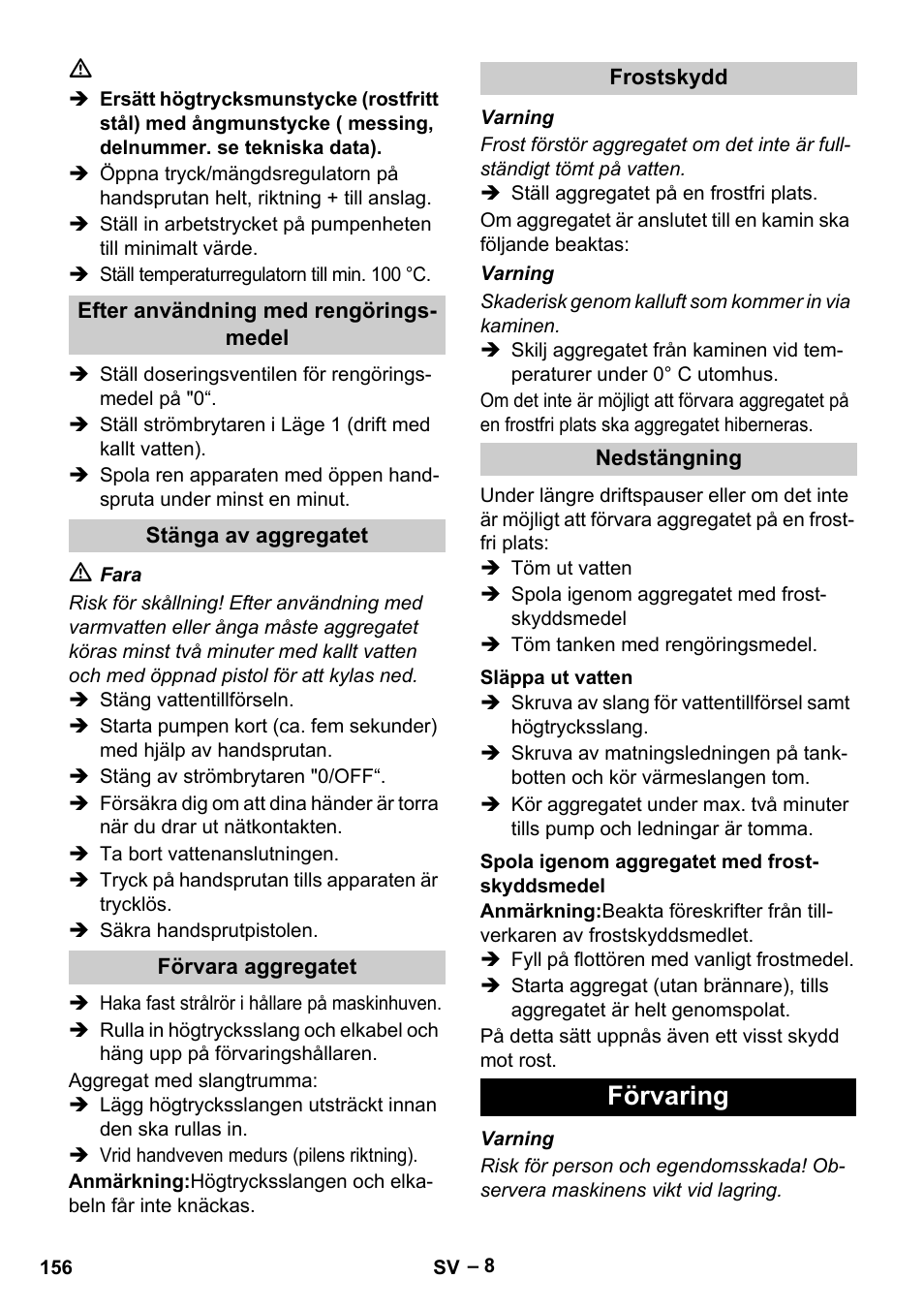 Förvaring | Karcher HDS 13-20-4 S EU User Manual | Page 156 / 436