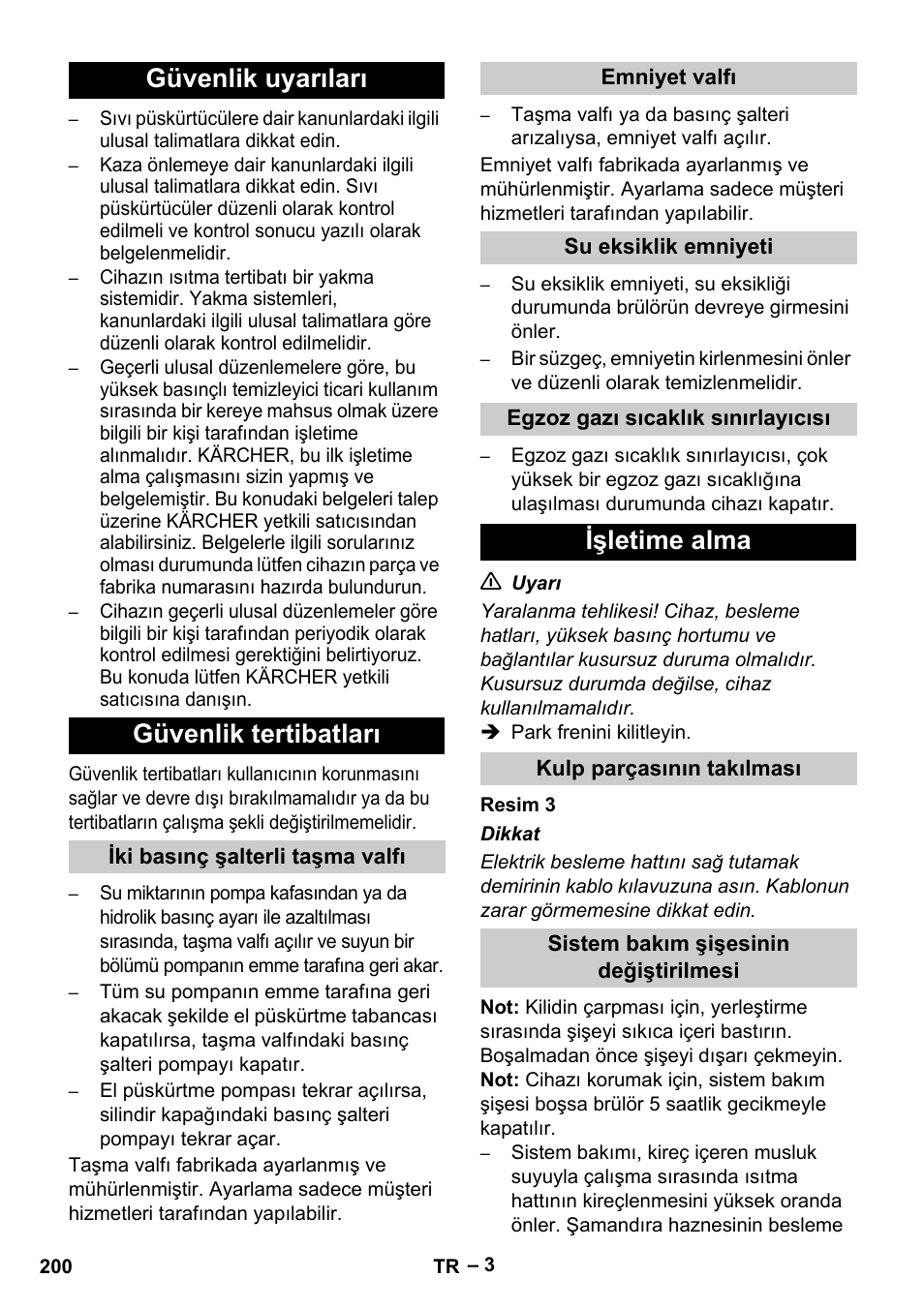 Güvenlik uyarıları güvenlik tertibatları, Işletime alma | Karcher HDS 13-20-4 S EU User Manual | Page 200 / 436
