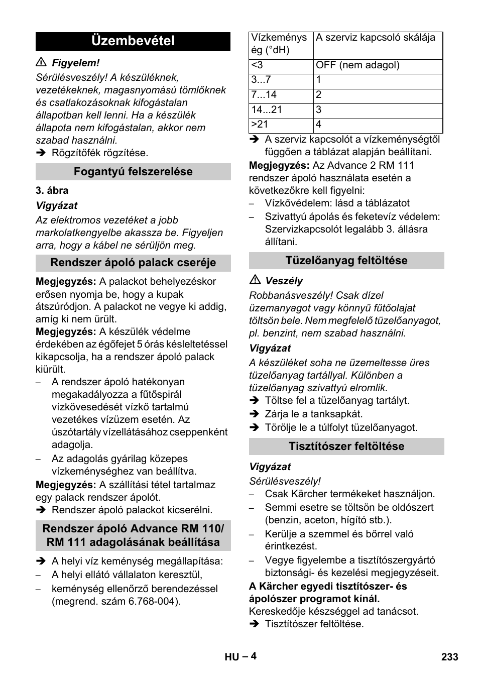 Üzembevétel | Karcher HDS 13-20-4 S EU User Manual | Page 233 / 436