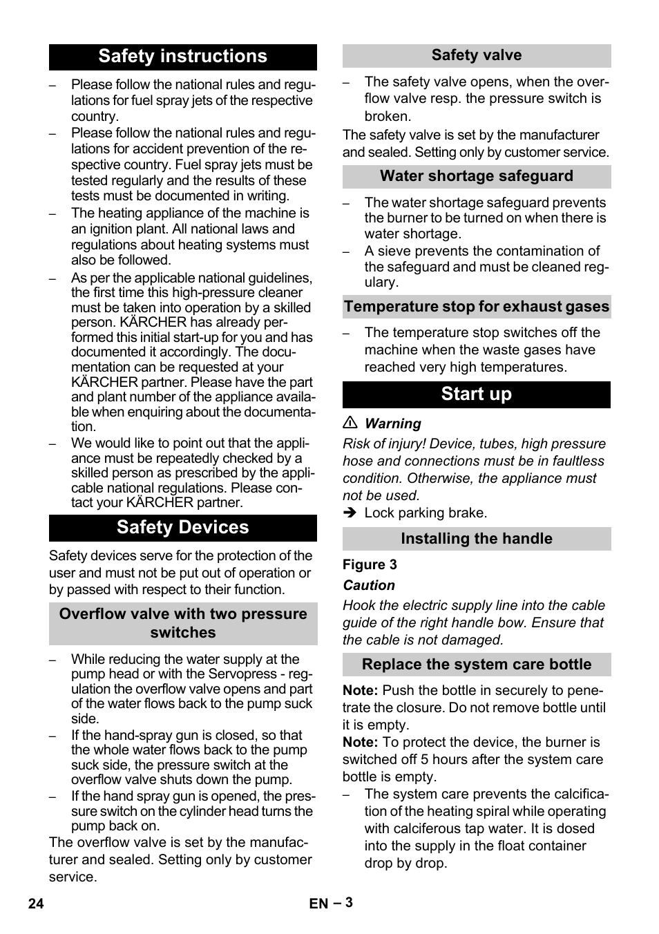 Safety instructions safety devices, Start up | Karcher HDS 13-20-4 S EU User Manual | Page 24 / 436