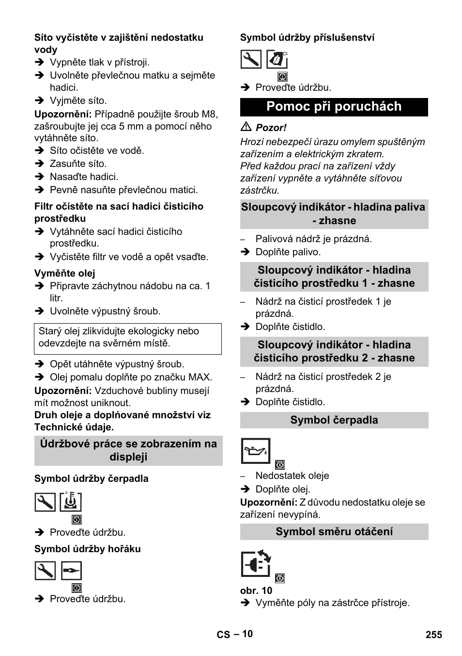 Pomoc při poruchách | Karcher HDS 13-20-4 S EU User Manual | Page 255 / 436