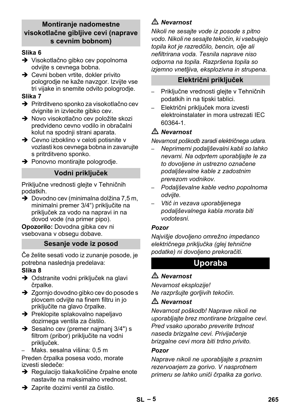 Uporaba | Karcher HDS 13-20-4 S EU User Manual | Page 265 / 436