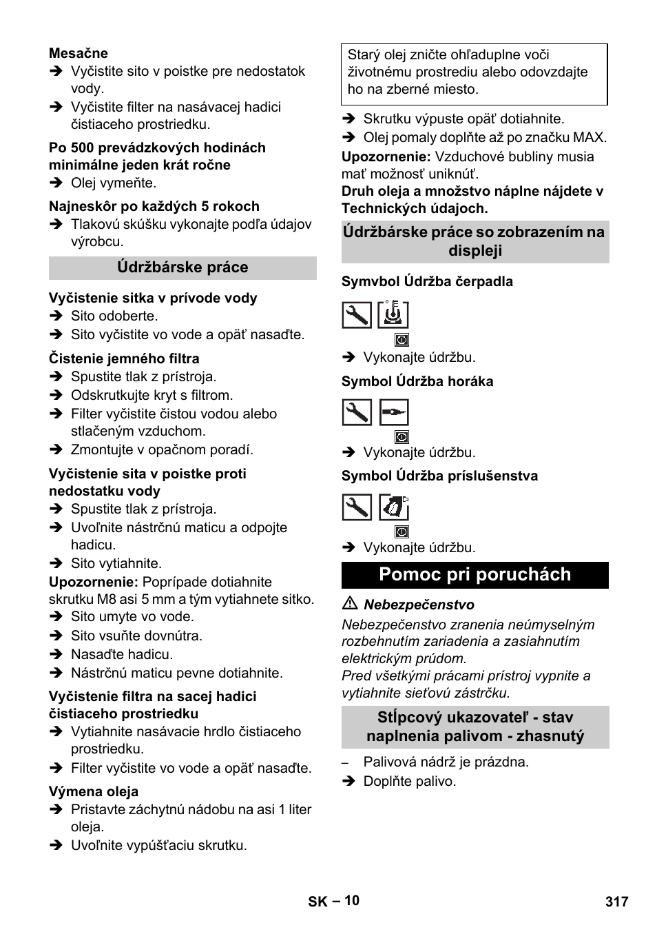Pomoc pri poruchách | Karcher HDS 13-20-4 S EU User Manual | Page 317 / 436