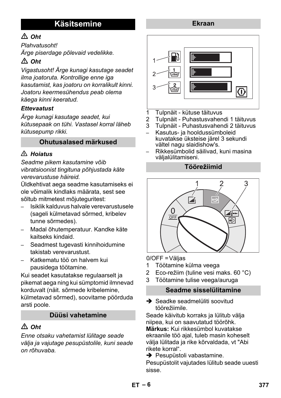 Käsitsemine | Karcher HDS 13-20-4 S EU User Manual | Page 377 / 436